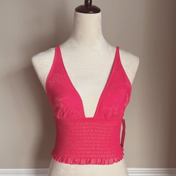 NWT Out From Under Firecracker Smocked Cropped Top - Picture 3 of 7